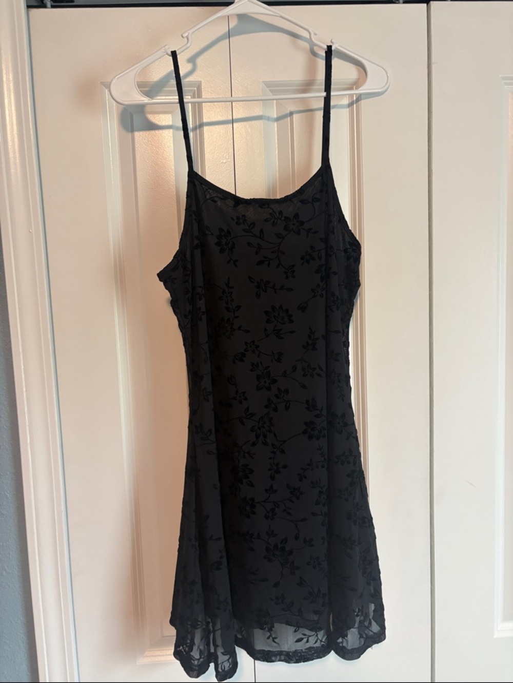 SHEIN Black Floral Burnout Slip Mini Dress